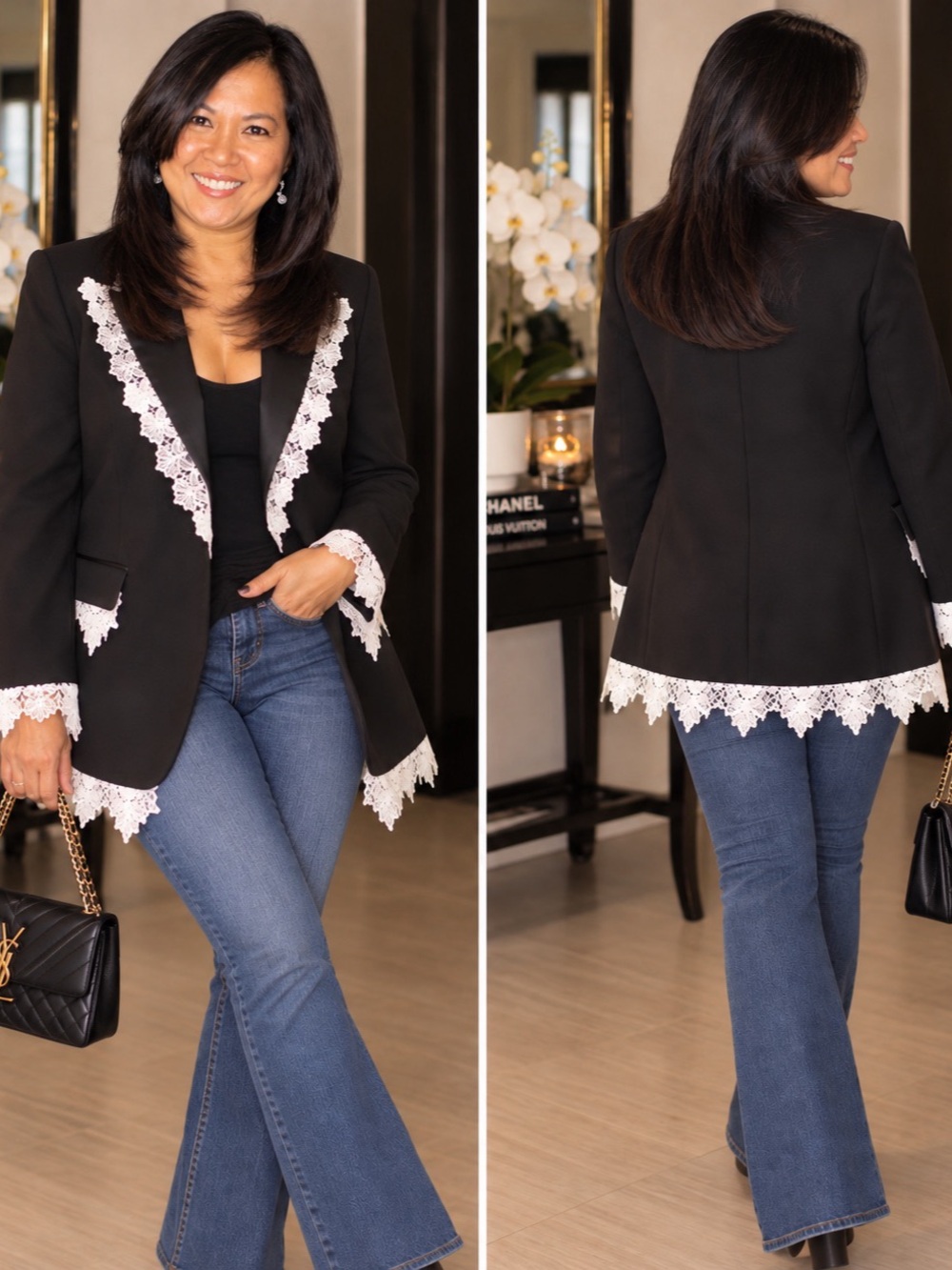 🖤 Second Chance by Aloha – Refashioned Black & White Lace Blazer